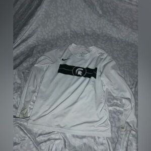 Youth M Michigan State Spartans White LS Dri-fit Nike NCAA March Madness Ready